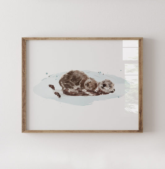 Otters Watercolor Print - Art Prints - Moon Rock Prints
