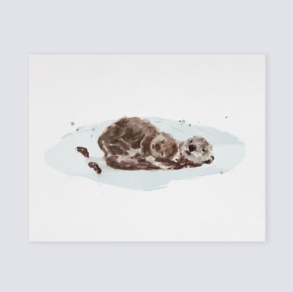 Otters Watercolor Print - Art Prints - Moon Rock Prints