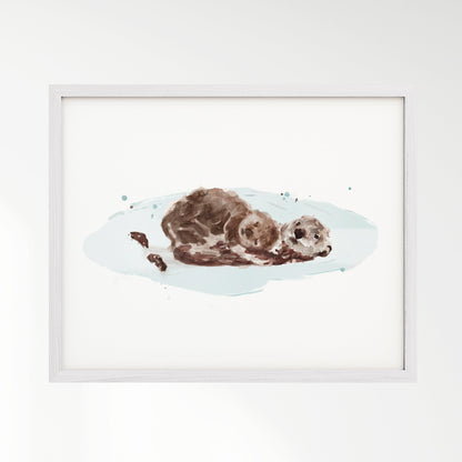 Otters Watercolor Print - Art Prints - Moon Rock Prints