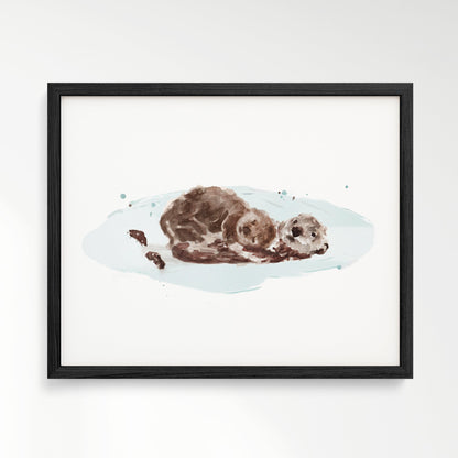 Otters Watercolor Print - Art Prints - Moon Rock Prints