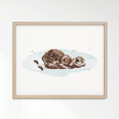 Otters Watercolor Print - Art Prints - Moon Rock Prints