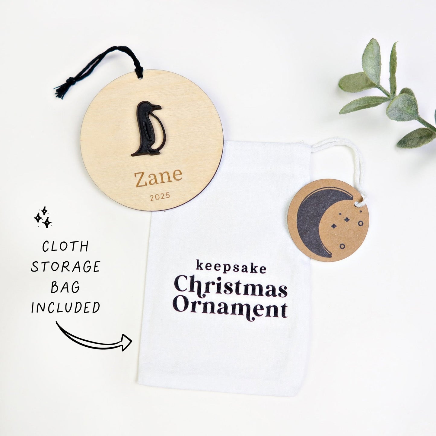 Penguin Personalized Ornament - Holiday Ornaments - Moon Rock Prints