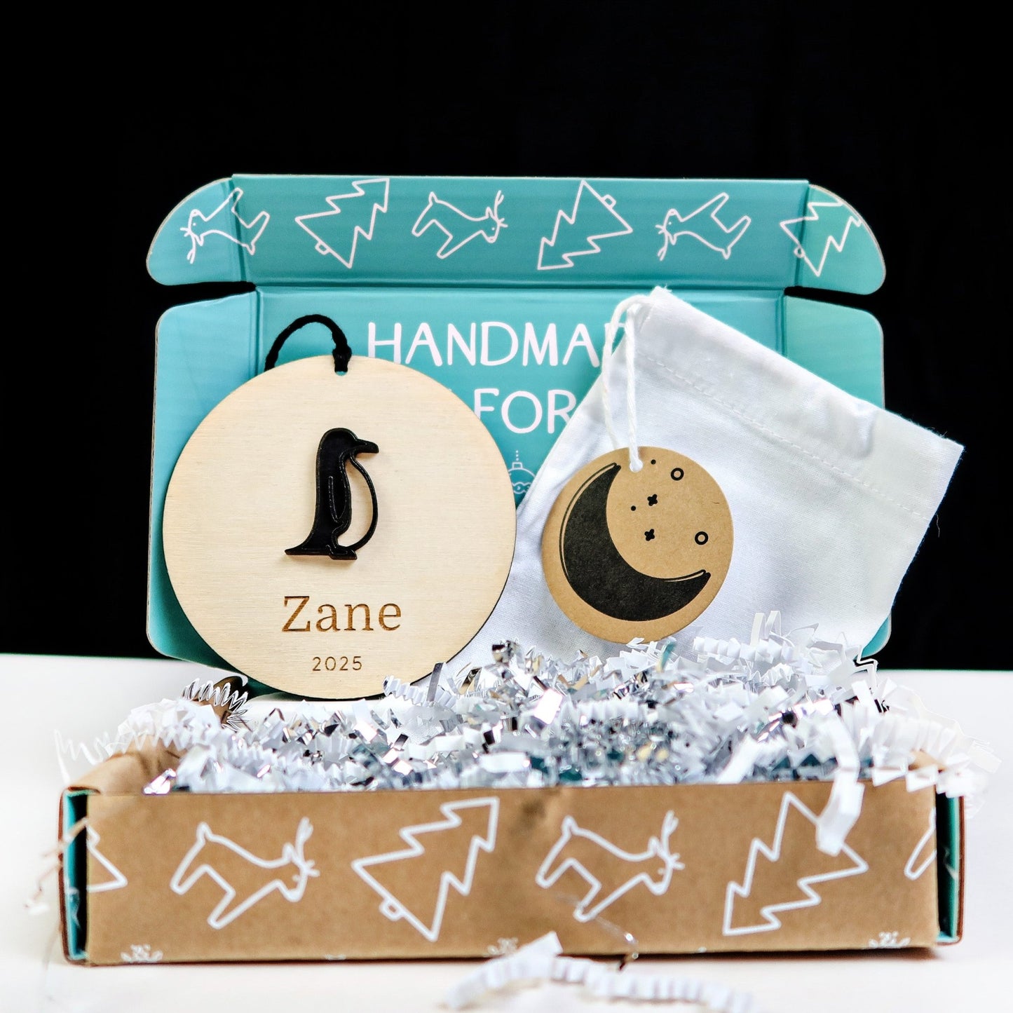 Penguin Personalized Ornament - Holiday Ornaments - Moon Rock Prints