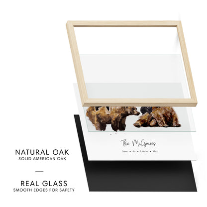 Personalized Bear Family of 4 Watercolor Art Print - Art Prints - Moon Rock Prints