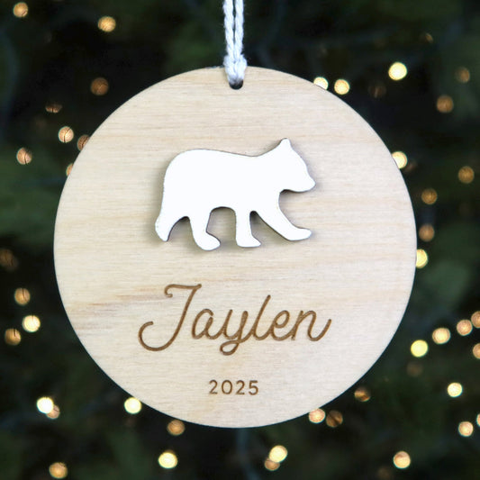 Polar Bear Personalized Ornament - Holiday Ornaments - Moon Rock Prints