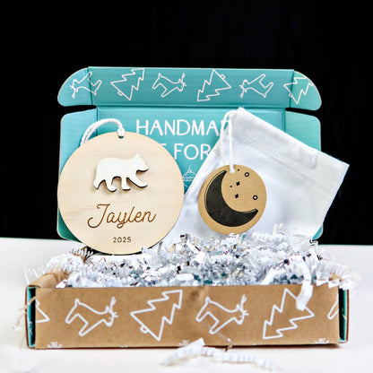 Polar Bear Personalized Ornament - Holiday Ornaments - Moon Rock Prints