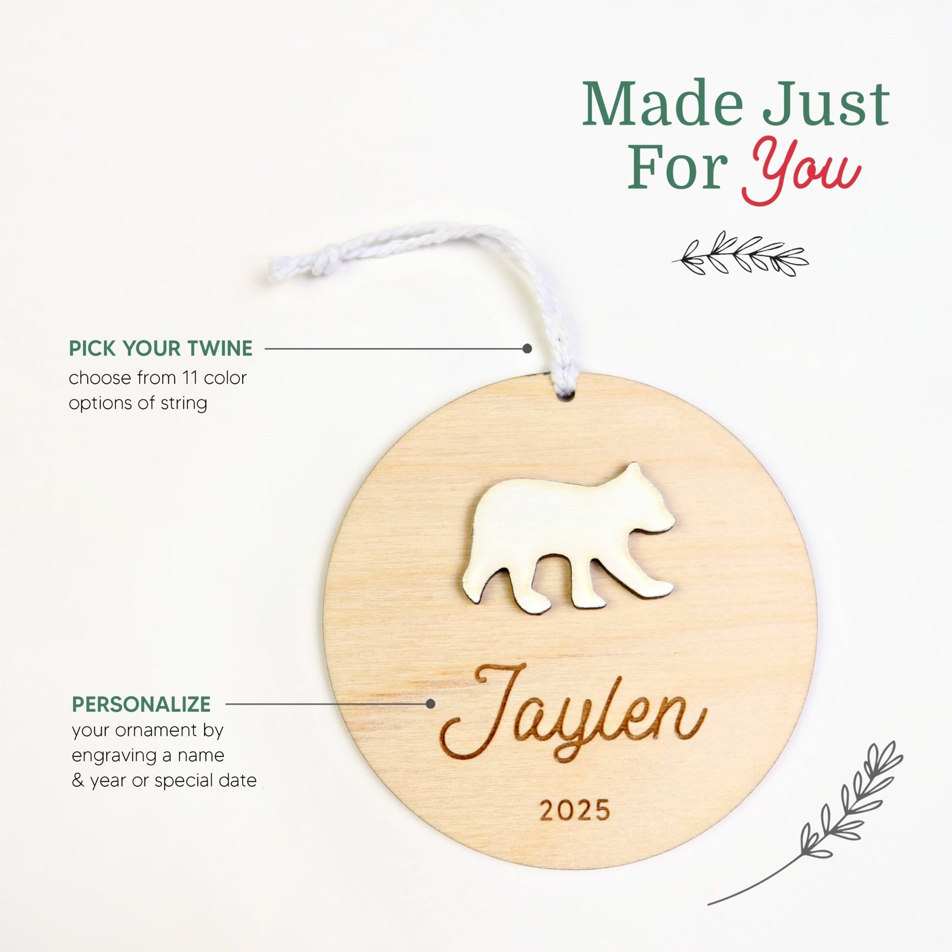 Polar Bear Personalized Ornament - Holiday Ornaments - Moon Rock Prints