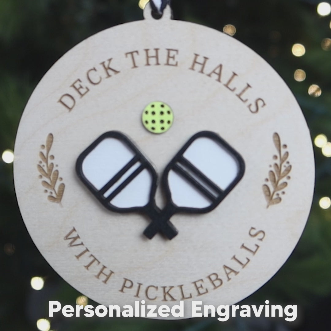 Pickleball Christmas Ornament 2024 Deck the Halls with Pickleballs Gift for Pickleball Lover