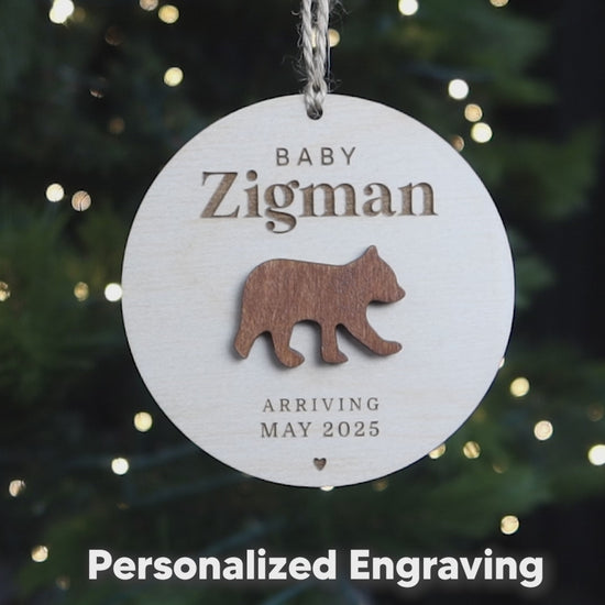 Personalized Pregnancy Announcement Bear Cub 2024 Ornament for Christmas Pregnancy Reveal for a Baby Arriving in 2025