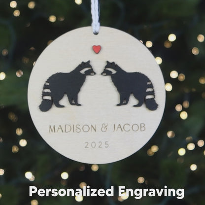 Raccoon Couple Personalized Ornament