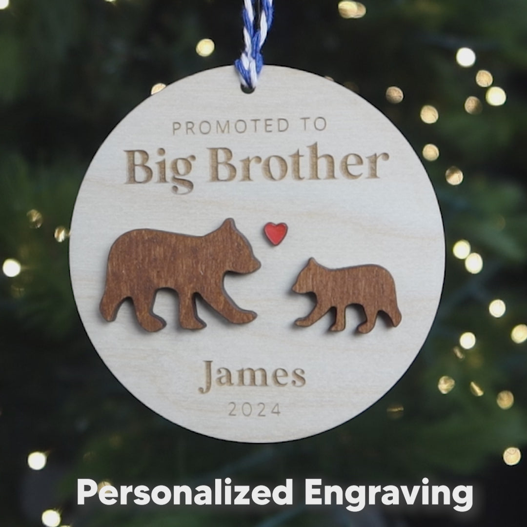 Promoted to Big Brother Personalized Bear Cubs Pregnancy Announcement Ornament