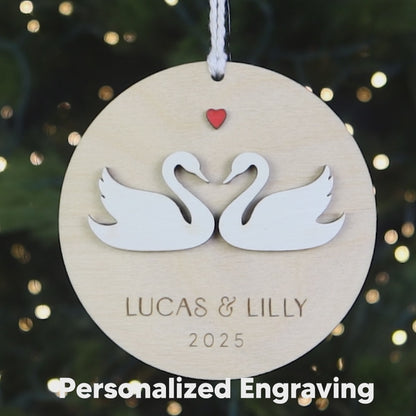 Swan Couple Personalized Ornament