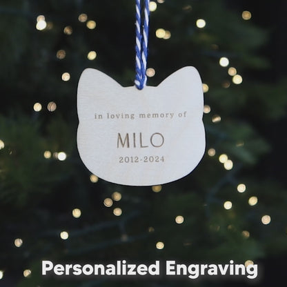 In Memory of Cat Remembrance Personalized Cat Name Christmas Ornament Keepsake, Sympathy Gift for Loss of Cat