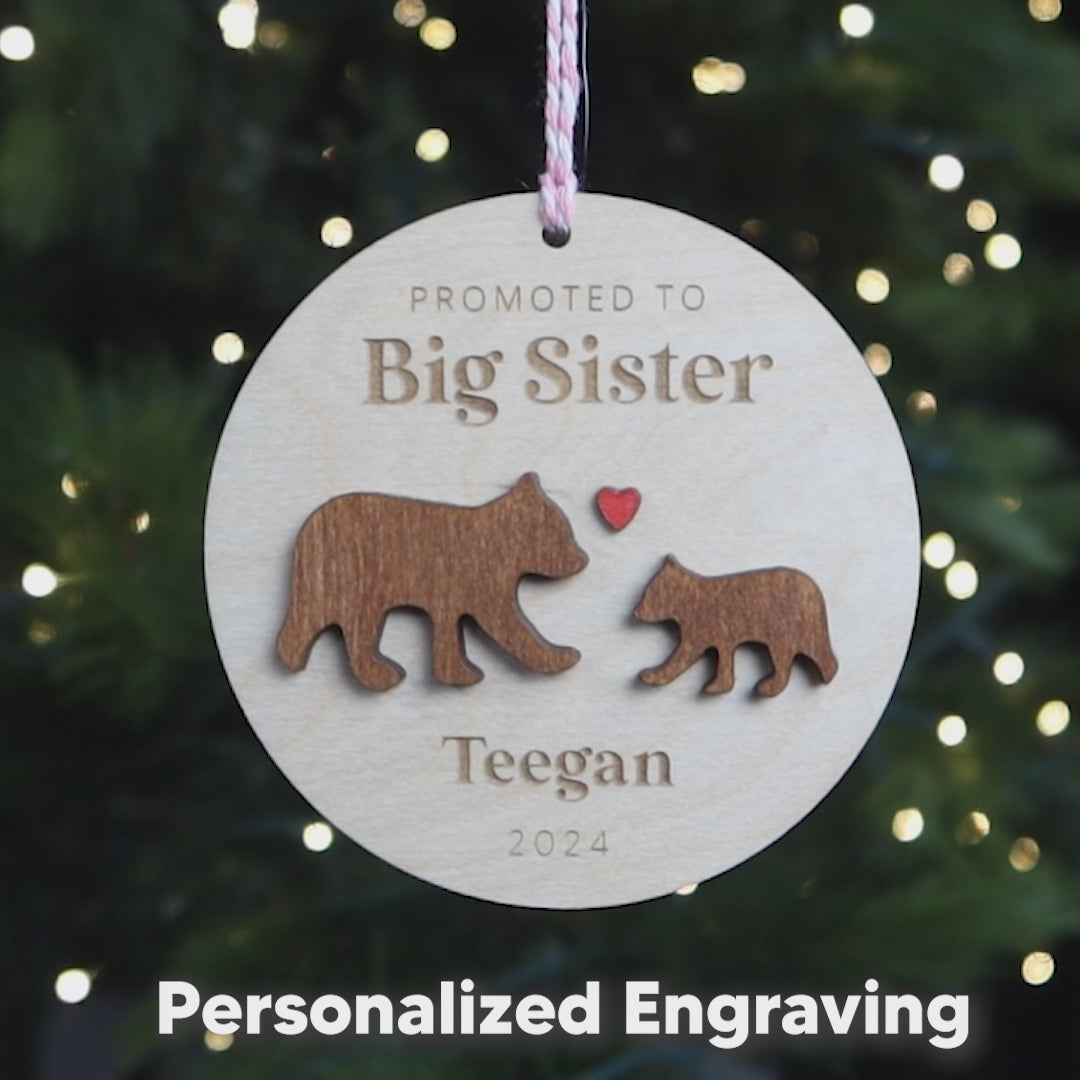 Promoted to Big Sister Personalized  Bear Cubs Pregnancy Announcement Ornament 2024