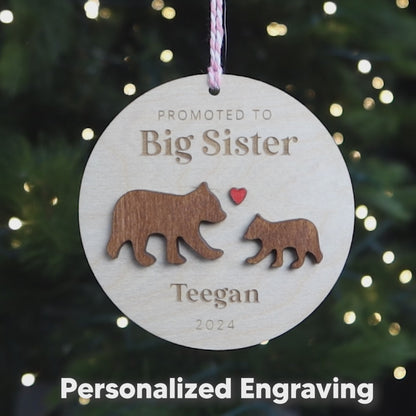 Promoted to Big Sister Personalized  Bear Cubs Pregnancy Announcement Ornament 2024