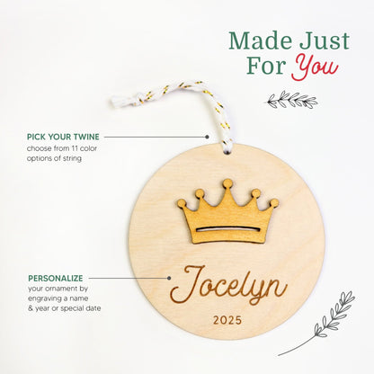 Princess Crown Personalized Ornament - Holiday Ornaments - Moon Rock Prints