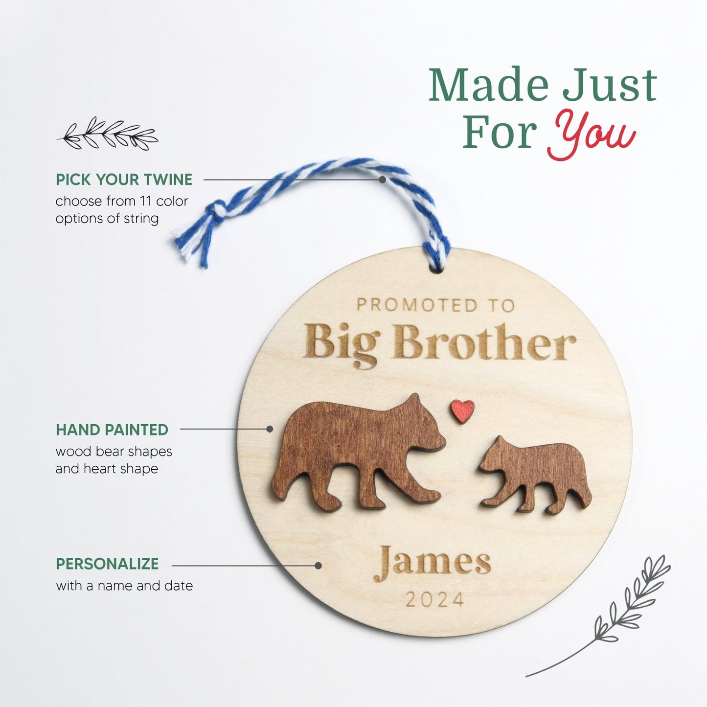 Promoted to Big Brother Personalized Ornament - Holiday Ornaments - Moon Rock Prints