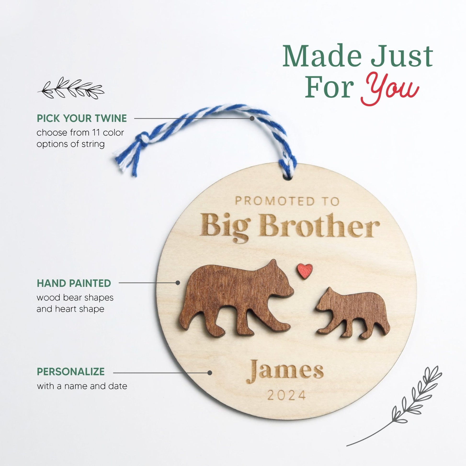 Promoted to Big Brother Personalized Ornament - Holiday Ornaments - Moon Rock Prints