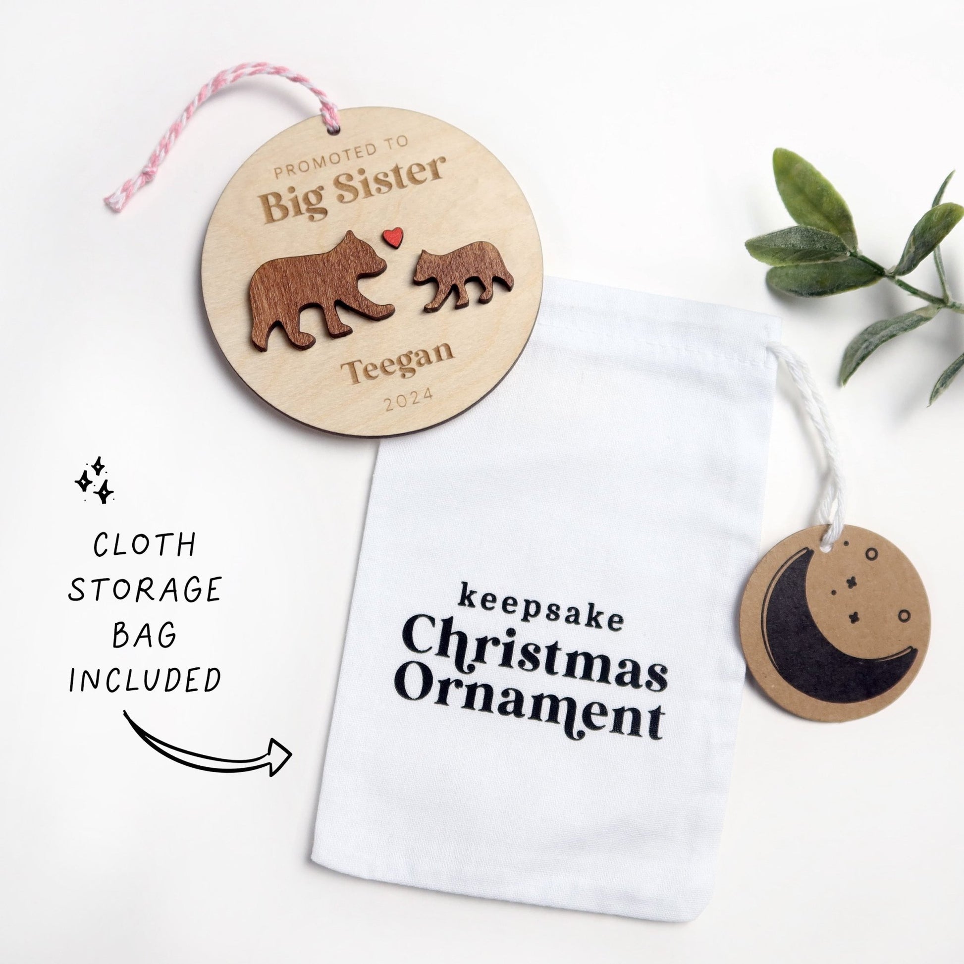 Promoted to Big Sister Personalized Ornament - Holiday Ornaments - Moon Rock Prints