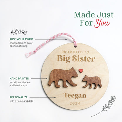 Promoted to Big Sister Personalized Ornament - Holiday Ornaments - Moon Rock Prints