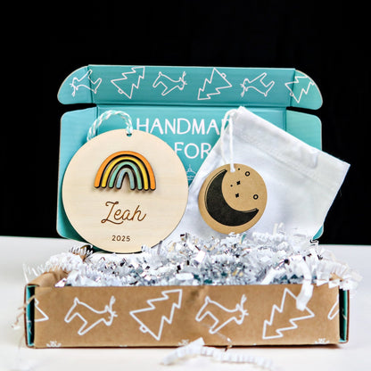 Rainbow Personalized Ornament - Holiday Ornaments - Moon Rock Prints