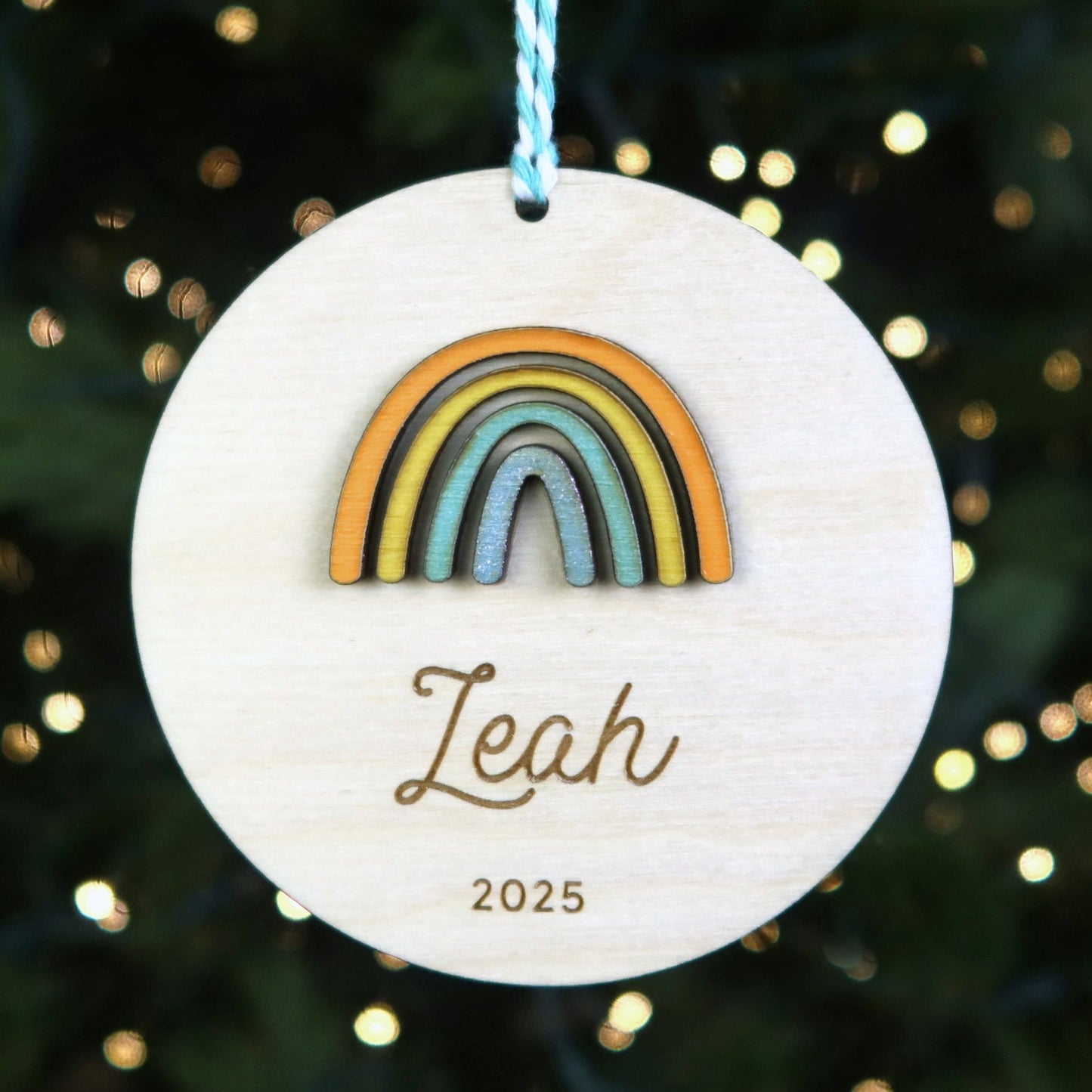 Rainbow Personalized Ornament - Holiday Ornaments - Moon Rock Prints