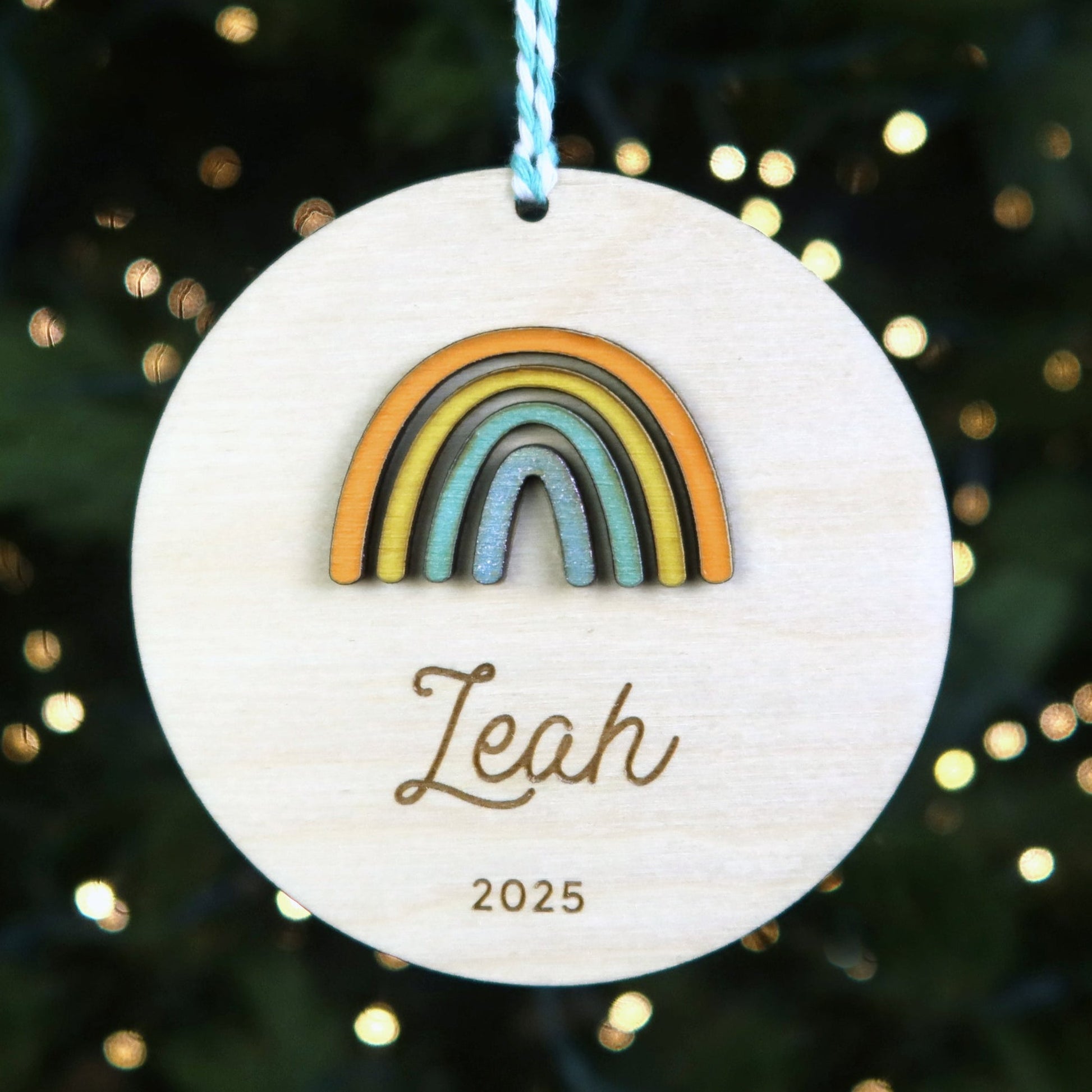 Rainbow Personalized Ornament - Holiday Ornaments - Moon Rock Prints