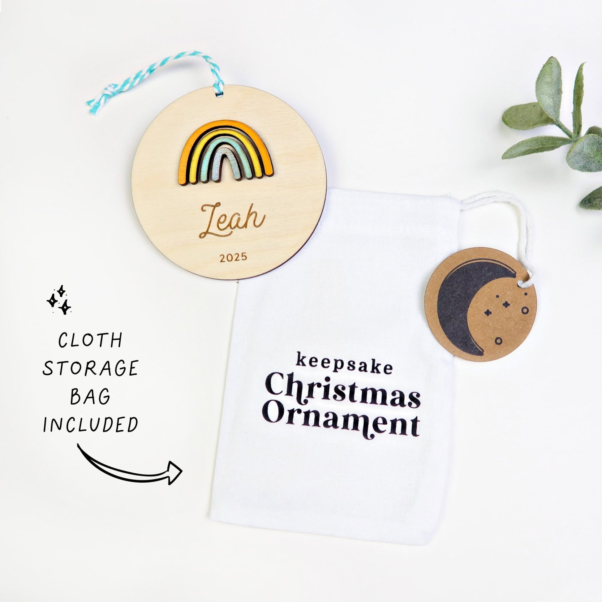 Rainbow Personalized Ornament - Holiday Ornaments - Moon Rock Prints