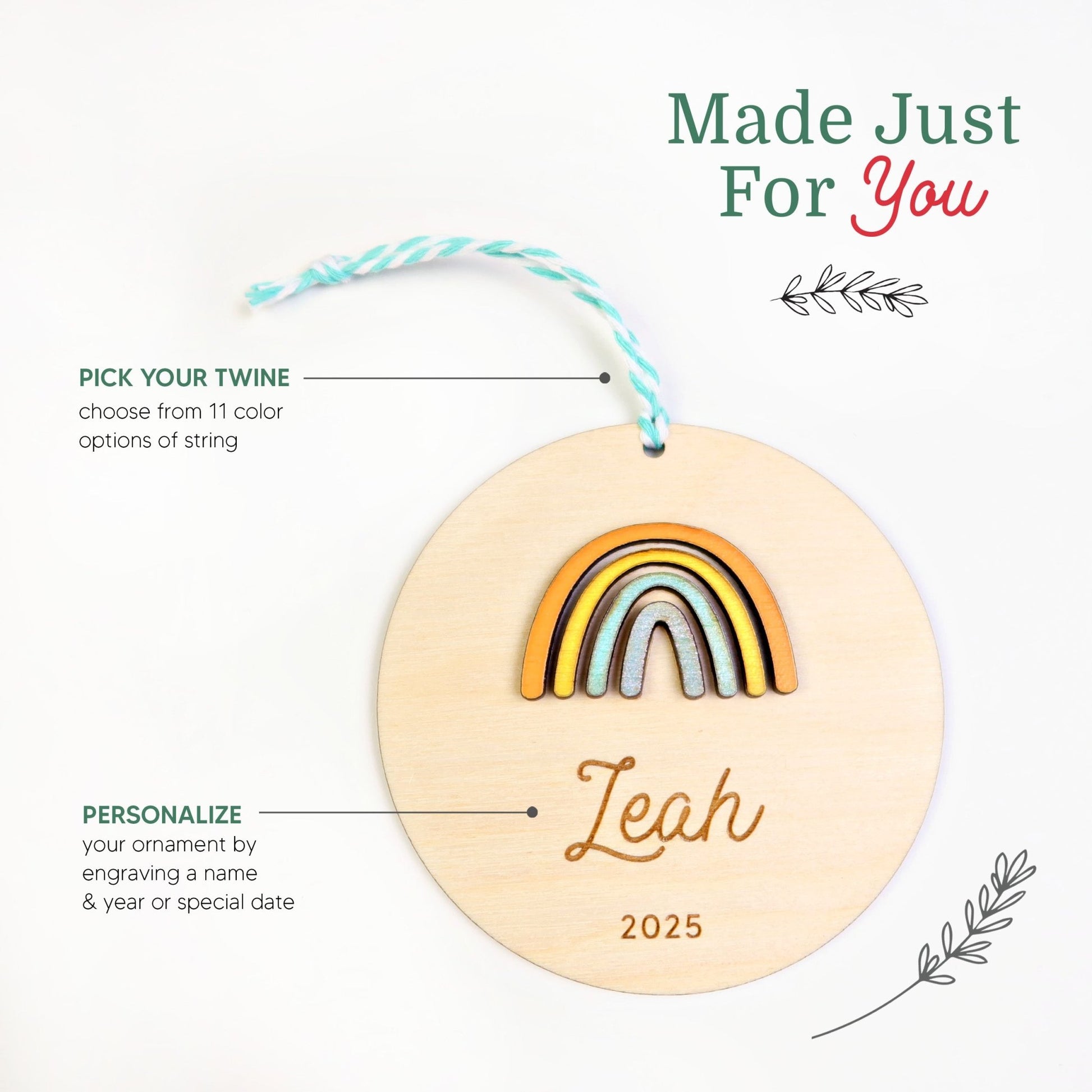 Rainbow Personalized Ornament - Holiday Ornaments - Moon Rock Prints