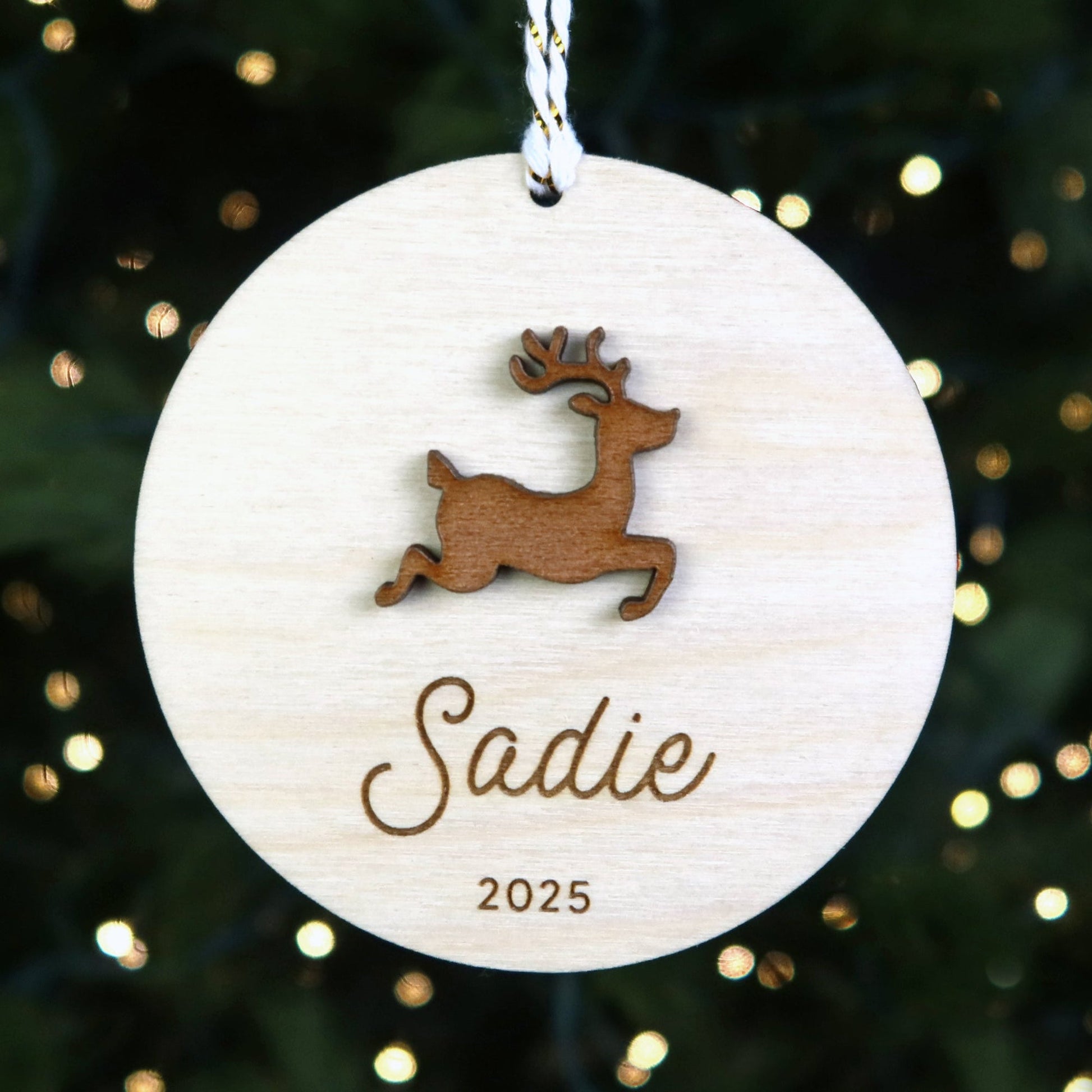 Reindeer Personalized Ornament - Holiday Ornaments - Moon Rock Prints