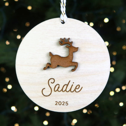 Reindeer Personalized Ornament - Holiday Ornaments - Moon Rock Prints