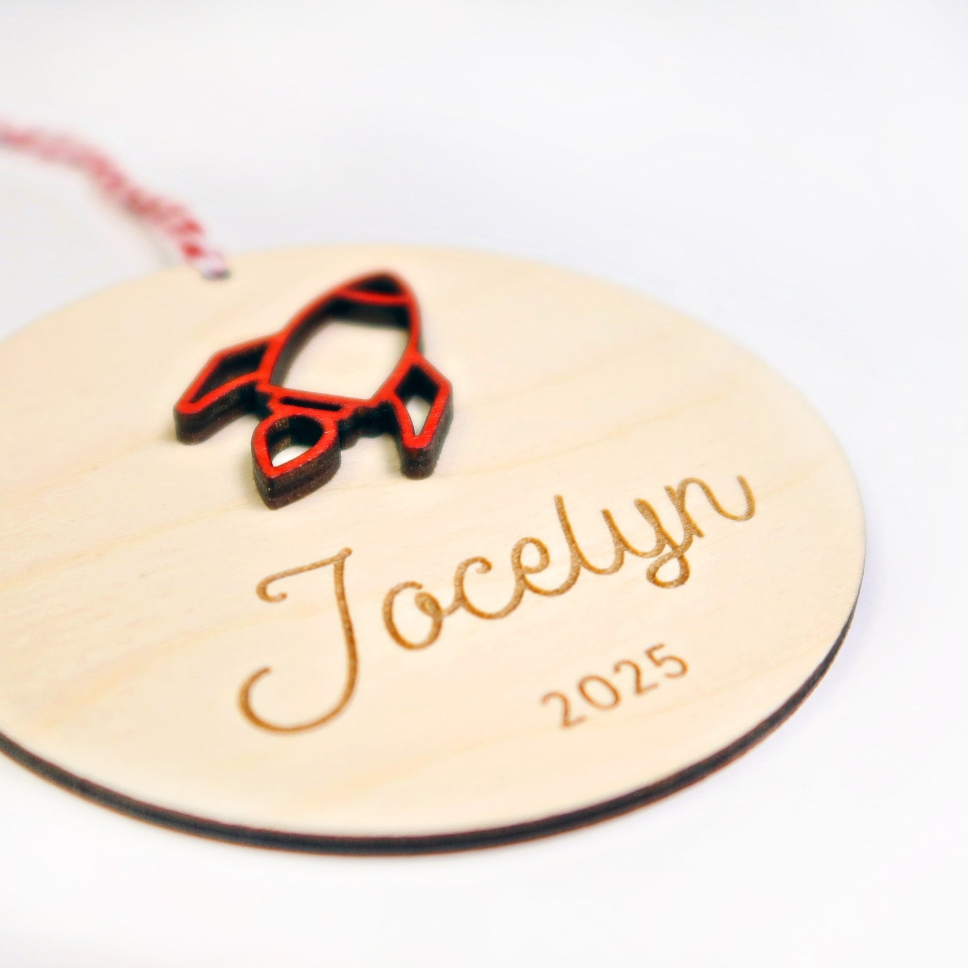Rocket Ship Personalized Ornament - Holiday Ornaments - Moon Rock Prints