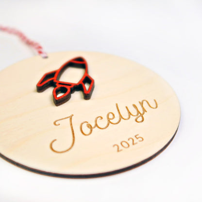 Rocket Ship Personalized Ornament - Holiday Ornaments - Moon Rock Prints
