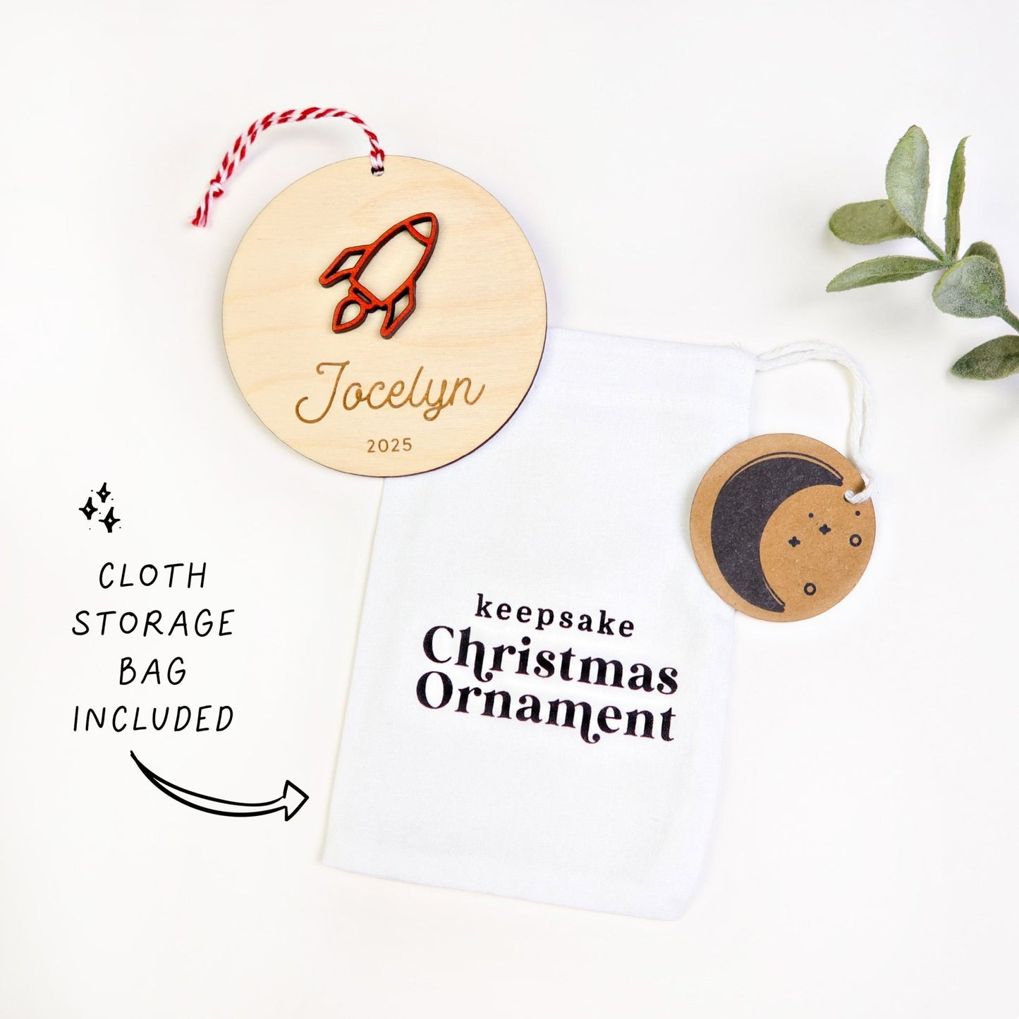 Rocket Ship Personalized Ornament - Holiday Ornaments - Moon Rock Prints