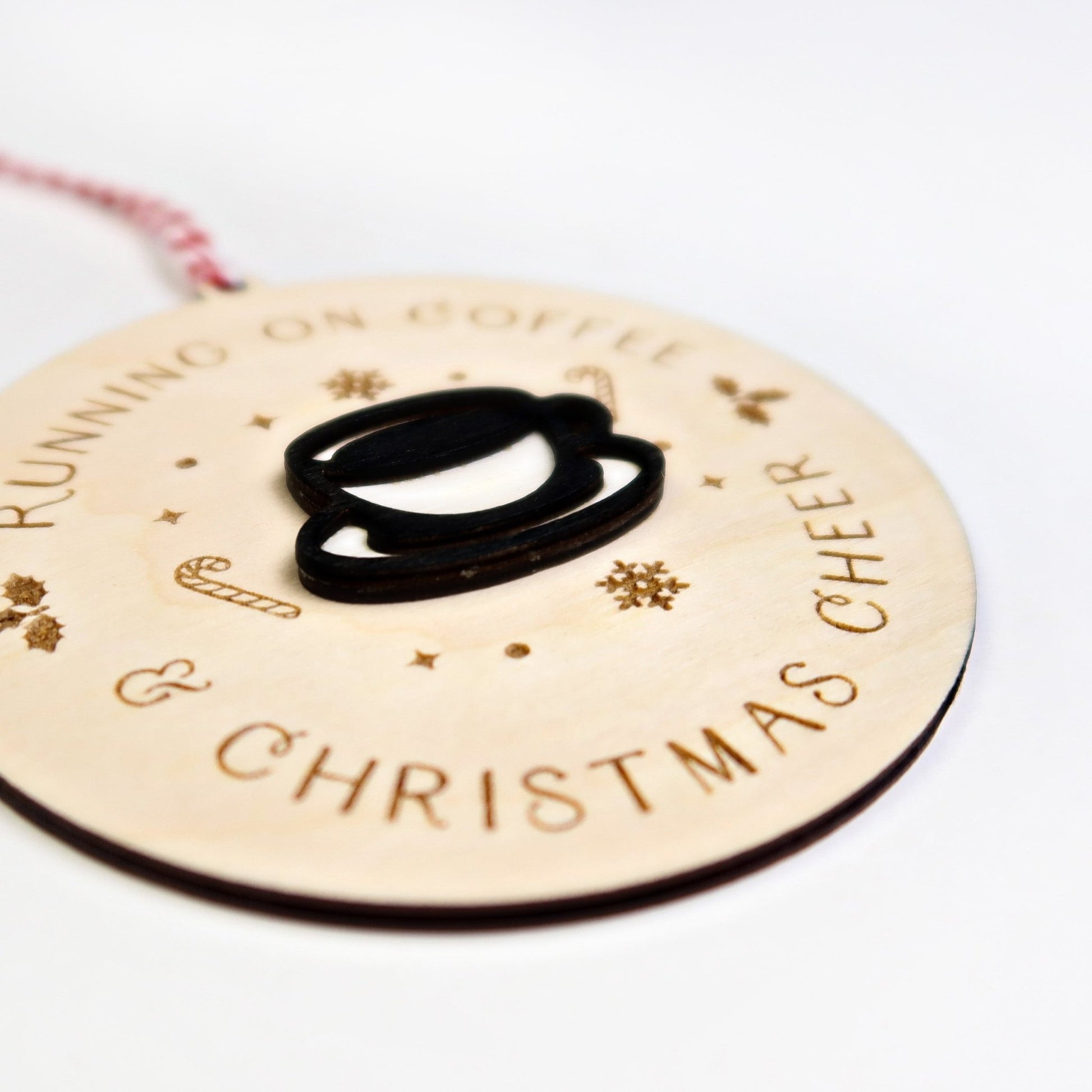 Running on Coffee and Christmas Cheer Ornament - Holiday Ornaments - Moon Rock Prints