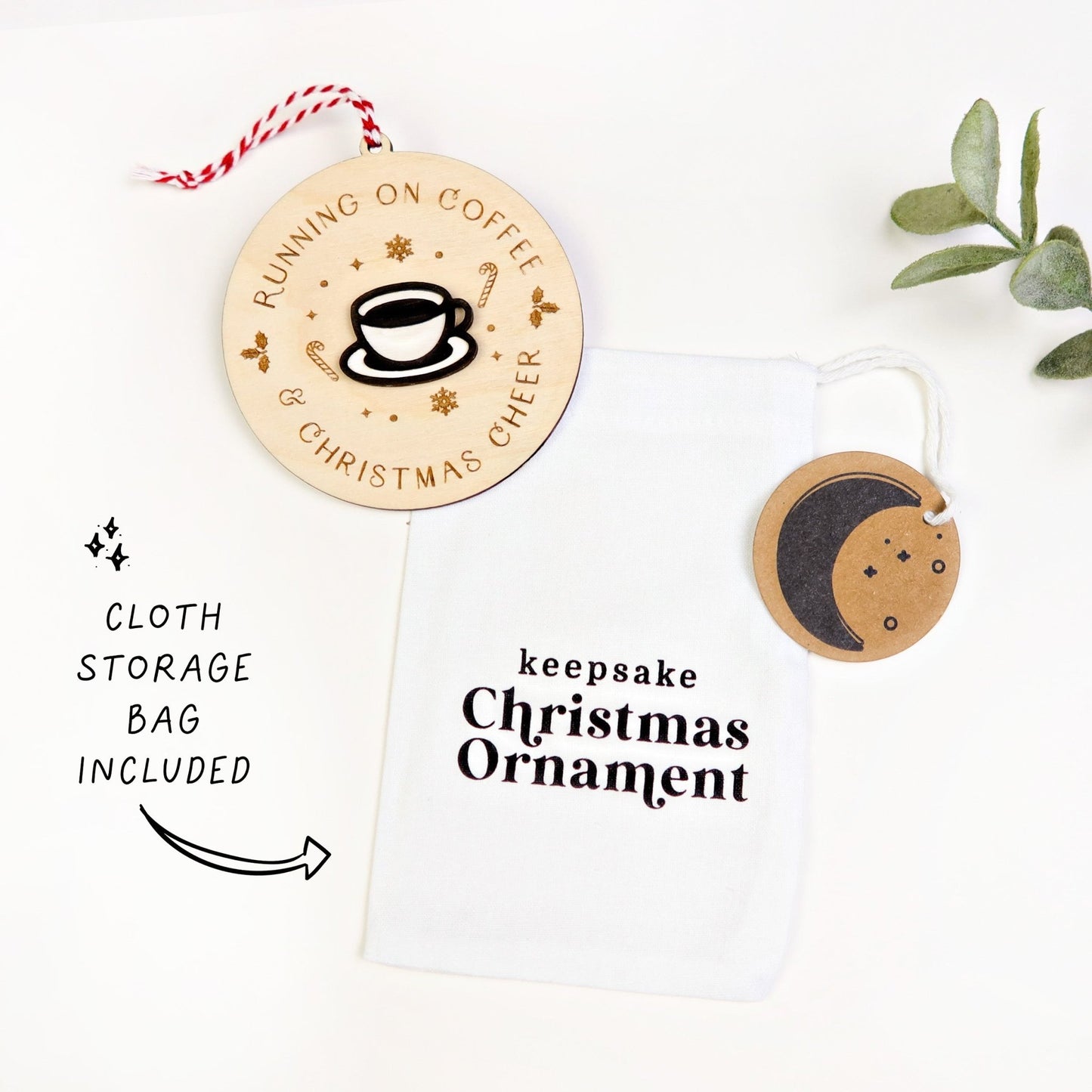 Running on Coffee and Christmas Cheer Ornament - Holiday Ornaments - Moon Rock Prints