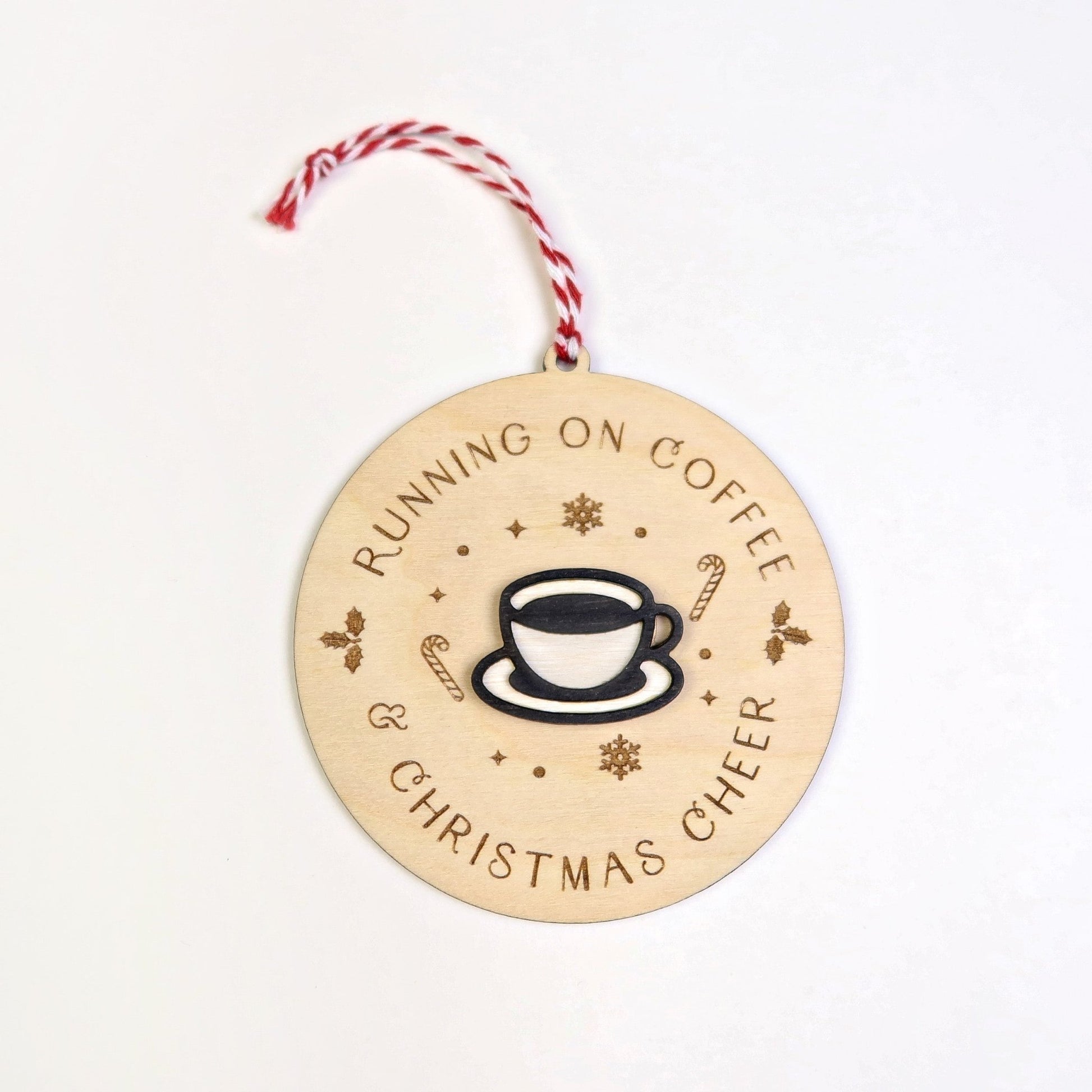 Running on Coffee and Christmas Cheer Ornament - Holiday Ornaments - Moon Rock Prints