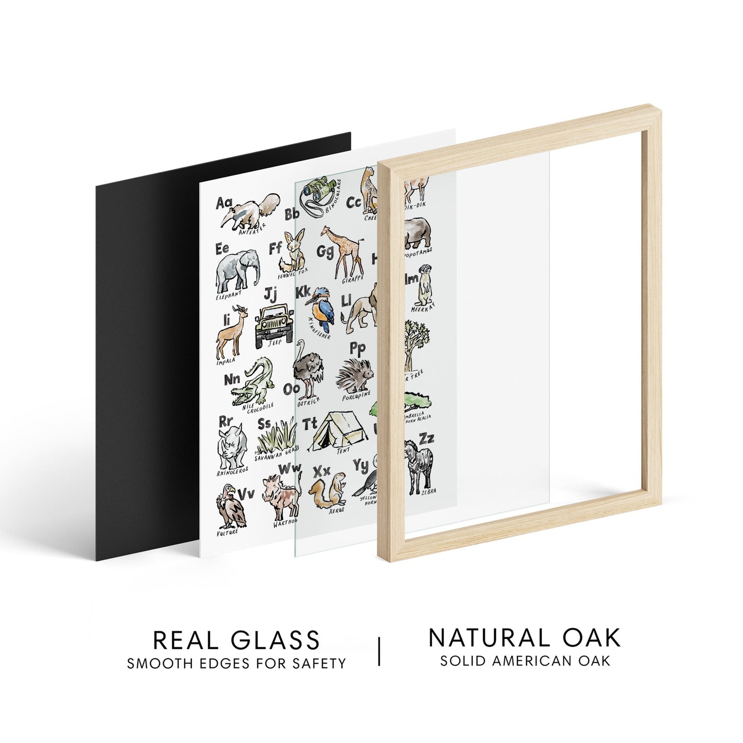 Safari ABC Watercolor Art Print - Art Prints - Moon Rock Prints