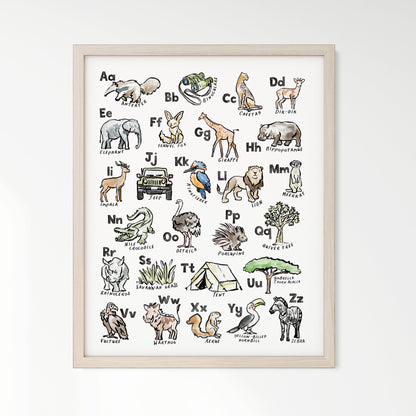 Safari ABC Watercolor Art Print - Art Prints - Moon Rock Prints