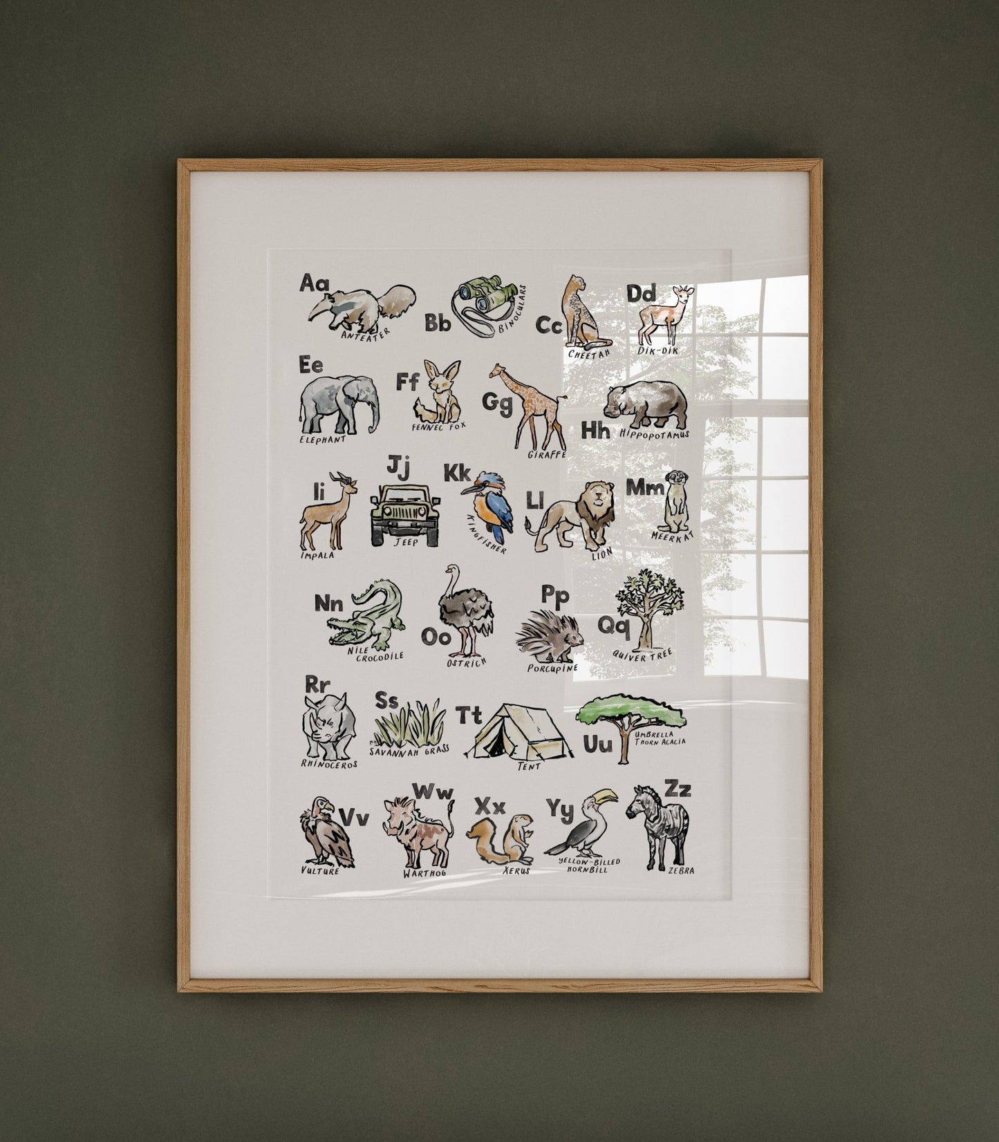 Safari ABC Watercolor Art Print - Art Prints - Moon Rock Prints