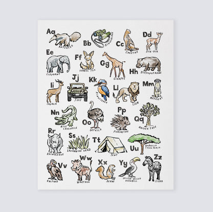 Safari ABC Watercolor Art Print - Art Prints - Moon Rock Prints