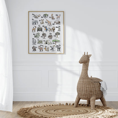 Safari ABC Watercolor Art Print - Art Prints - Moon Rock Prints