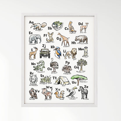 Safari ABC Watercolor Art Print - Art Prints - Moon Rock Prints