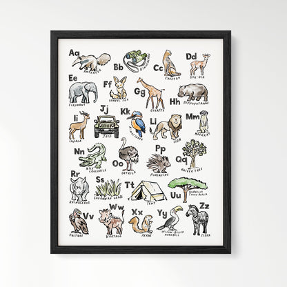 Safari ABC Watercolor Art Print - Art Prints - Moon Rock Prints