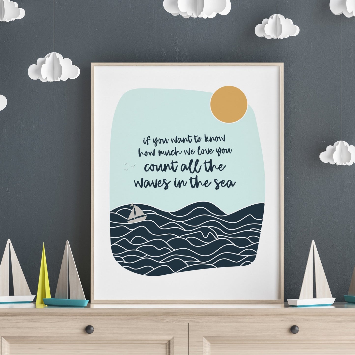 Sailboat & Waves Art Print - Art Prints - Moon Rock Prints