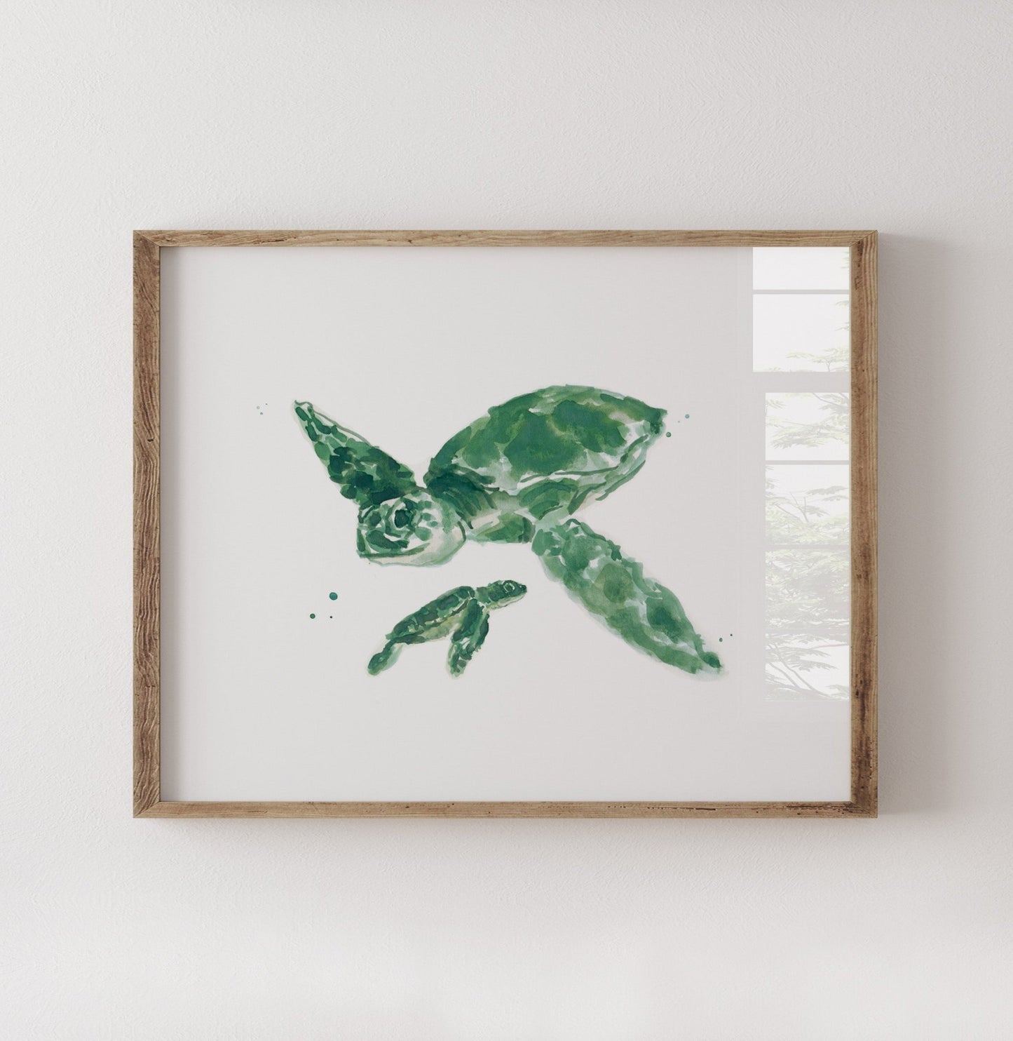 Sea Turtle and Baby Sea Turtle Watercolor Art Print - Art Prints - Moon Rock Prints