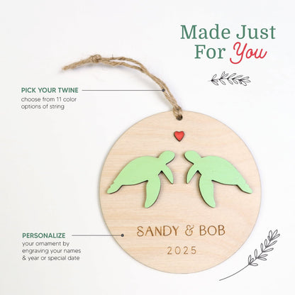 Sea Turtle Couple Personalized Ornament - Holiday Ornaments - Moon Rock Prints