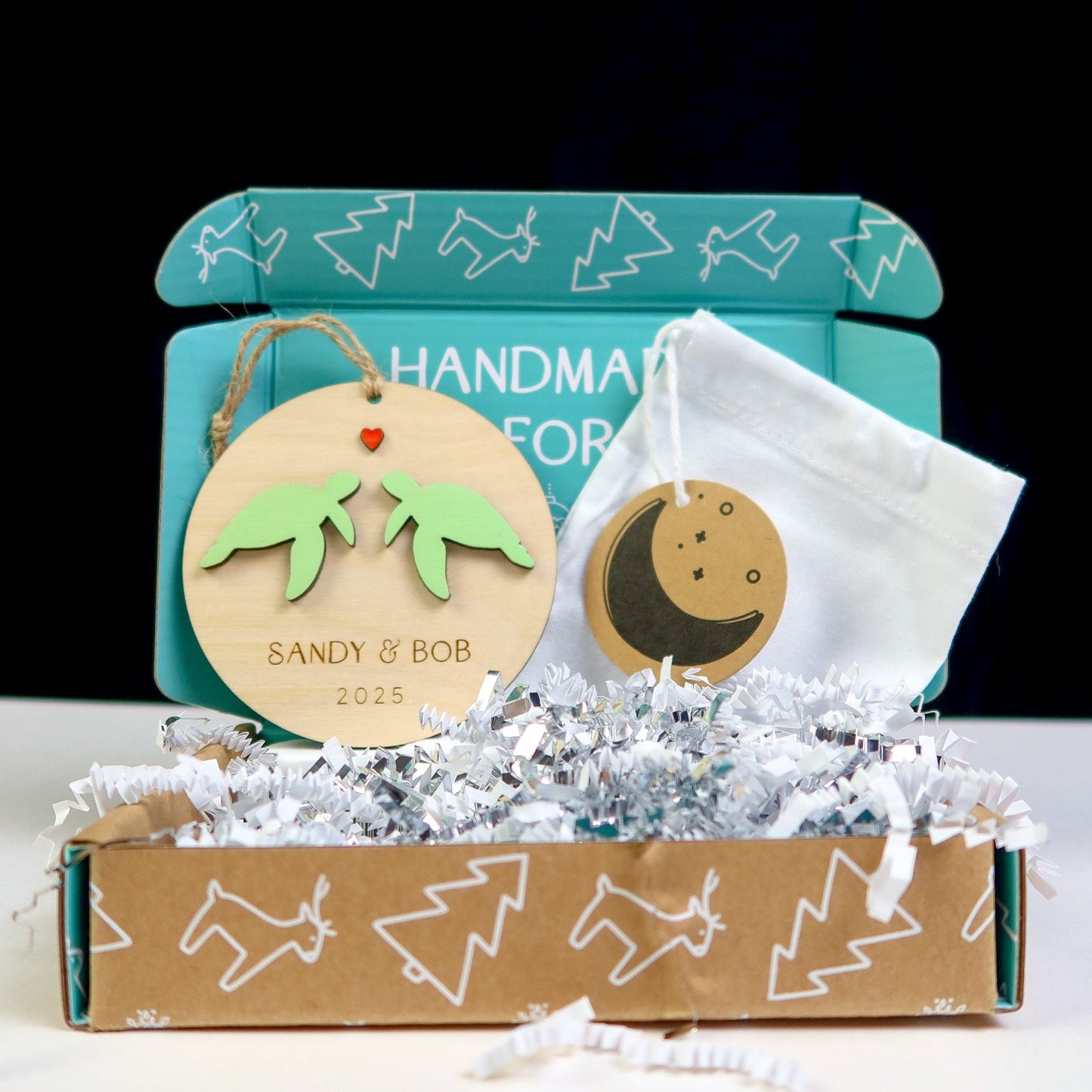 Sea Turtle Couple Personalized Ornament - Holiday Ornaments - Moon Rock Prints