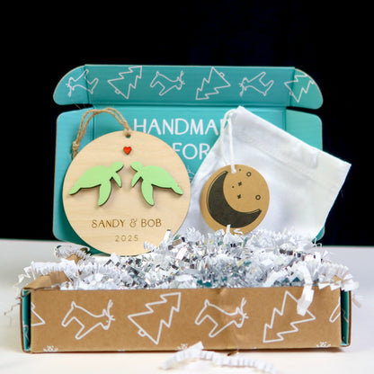 Sea Turtle Couple Personalized Ornament - Holiday Ornaments - Moon Rock Prints