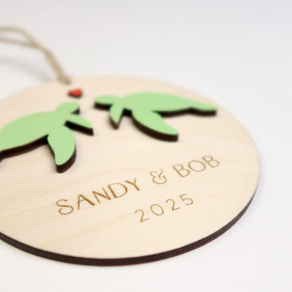 Sea Turtle Couple Personalized Ornament - Holiday Ornaments - Moon Rock Prints